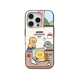 [S2B] KAKAO FRIENDS CHOONSIK Magnetic Door Wallet Card Case Compatible with iPhone – Dual Layer Protective Bumper Phone Case, Card Storage (2) - Made in Korea